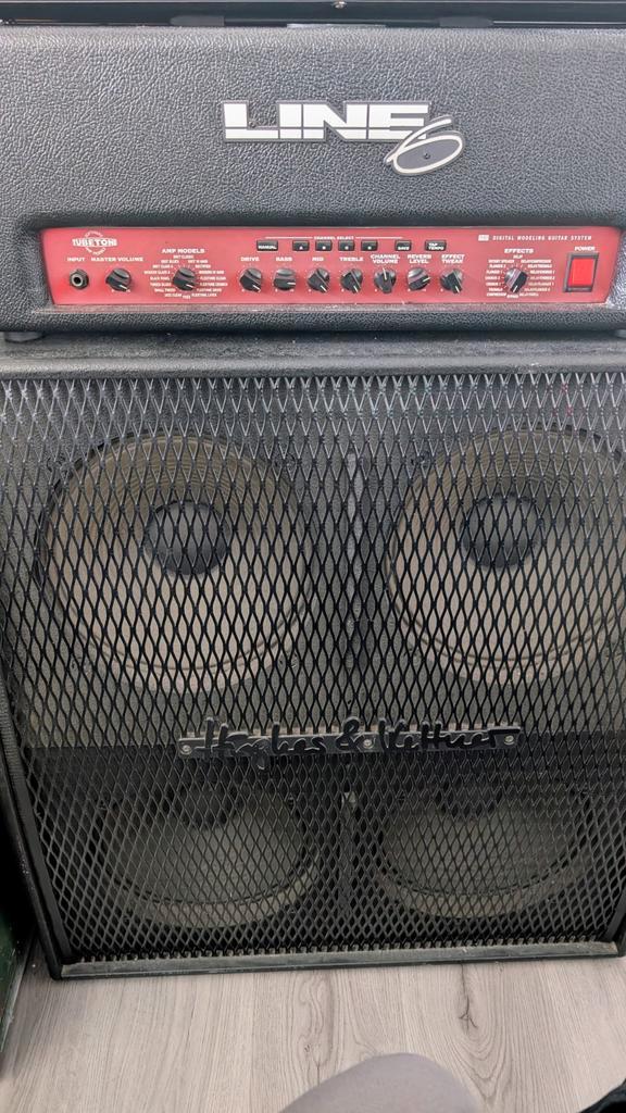 Line6 Flextone II HD + Hughes&Kettner 4x12, Muziek en Instrumenten, Versterkers | Bas en Gitaar, Gebruikt, 100 watt of meer, Ophalen