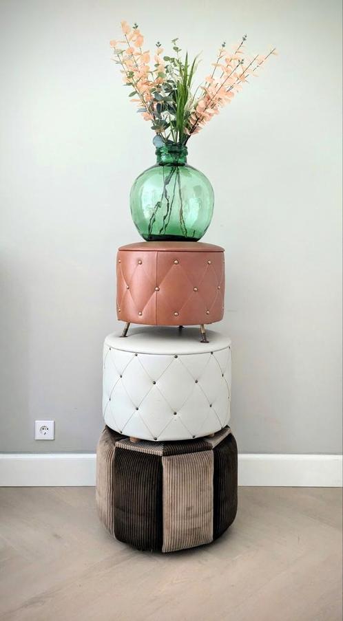 Verschillende vintage retro poefen en grote vintage vaas, Huis en Inrichting, Woonaccessoires | Overige, Zo goed als nieuw, Ophalen of Verzenden