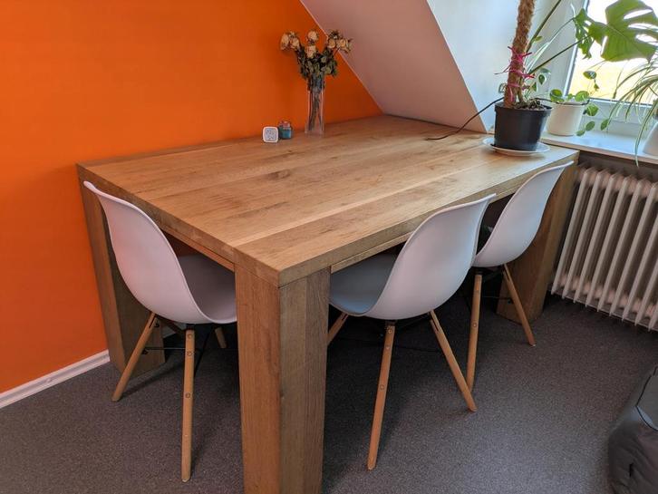 Massief houten eettafel, Huis en Inrichting, Tafels | Eettafels, Gebruikt, 50 tot 100 cm, 150 tot 200 cm, Rechthoekig, Ophalen