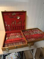 143-Delige Messing & Houten Bestekset in Kist - Voor 12 Pers, Huis en Inrichting, Keuken | Bestek, Ophalen of Verzenden, Zo goed als nieuw