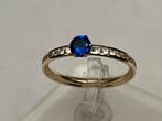 Gouden blauwe en witte Saffier, Sieraden, Tassen en Uiterlijk, Ringen, Zo goed als nieuw, Met edelsteen, Dame, Goud