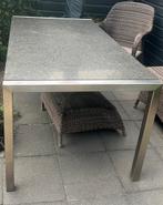 Natuurstenen tuintafel 170 * 90  hoogte 76, Tuin en Terras, Ophalen, Gebruikt, Rechthoekig, Rvs