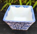 Vierkante Japanse kom met bamboe motief – blauw/wit, Ophalen of Verzenden