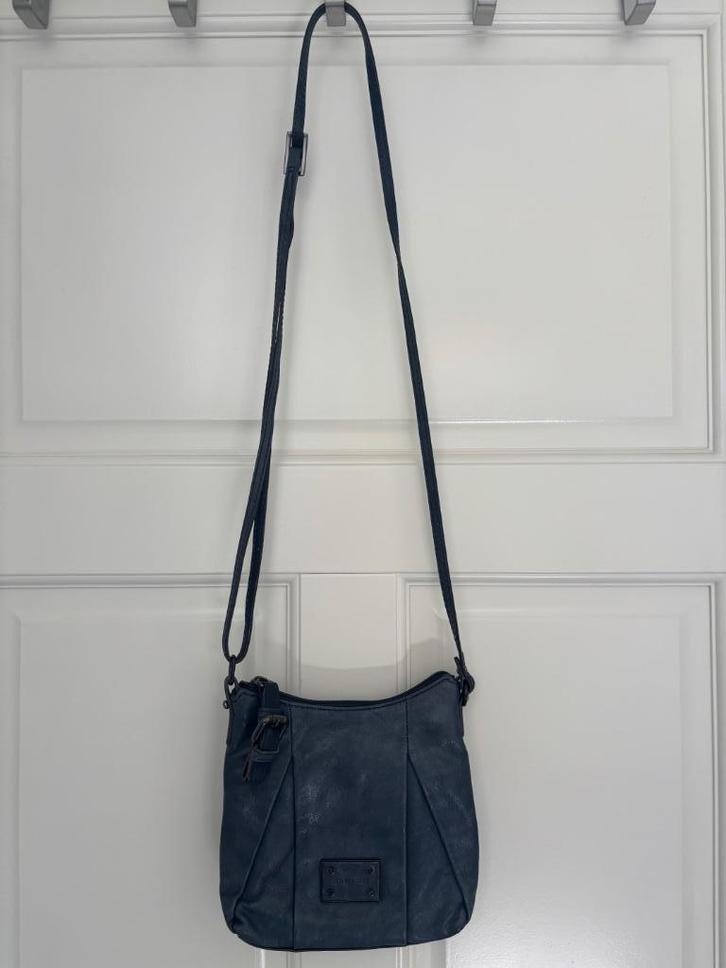 Claudio Ferrici tasje - blauw leer, Sieraden, Tassen en Uiterlijk, Tassen | Damestassen, Zo goed als nieuw, Schoudertasje, Blauw