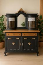 Antieke kast gerestyled, Ophalen, 100 tot 150 cm, Glas, 150 tot 200 cm