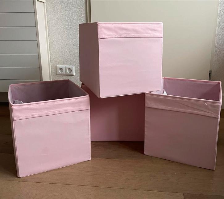 4 stuks IKEA Drona Opbergers - Roze, Huis en Inrichting, Woonaccessoires | Kisten, Gebruikt, Minder dan 50 cm, Minder dan 50 cm