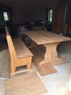 Blank eiken kloostertafel lang 200 cm ., Ophalen of Verzenden, Zo goed als nieuw