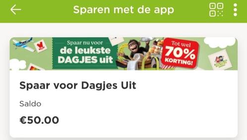 Plus 10 digitale Dagje uit vouchers. Saldo € 50,-. Per stuk, Verzamelen, Supermarktacties, Plus, Ophalen
