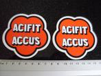 2x sticker acifit accu's logo, Verzenden, Zo goed als nieuw, Merk