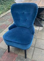 Velours fauteuil Blauw, Ophalen of Verzenden, Zo goed als nieuw, 75 tot 100 cm, 50 tot 75 cm