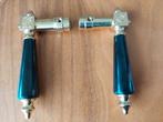 ANTIEK DEURGREEP GOUD MESSING KLEUR ORNAMENT SET BESLAG, Antiek en Kunst, Ophalen of Verzenden