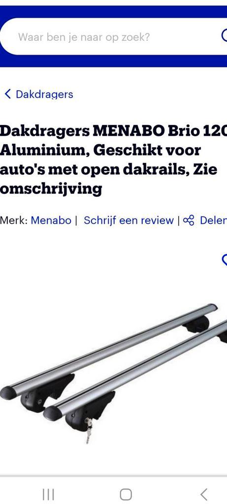 Menabo Brio 120 cm nieuw in doos, Auto diversen, Dakdragers, Nieuw, Ophalen