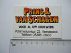 sticker oud Veenendaal Prins & Van schagen drukkerij druk, Verzamelen, Stickers, Overige typen, Zo goed als nieuw, Verzenden