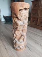 Oosterse kunst, bewerkt houtblok, Ophalen of Verzenden