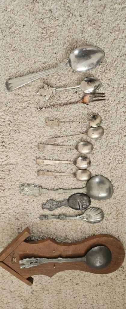 Tin & zink verzamelobjecten lepeltjes, bekers, asbak, blik, Antiek en Kunst, Antiek | Tin, Ophalen of Verzenden