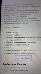 Glazen elektrische verwarming Quality Heating 2400 Watt, Ophalen, 30 tot 80 cm, Kachel, Zo goed als nieuw