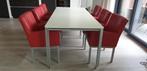 Set van 6 vrijwel nieuwe LEREN design eetkamerstoelen, Ophalen, Zo goed als nieuw, Vijf, Zes of meer stoelen