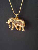 Goudkleurige ketting met olifant hanger - 80cm, Ophalen of Verzenden, Zo goed als nieuw, Goud, Overige materialen