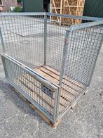 Stalen krat met pallet en klep - 1.3 kuub, Tuin en Terras, Haardhout, Ophalen
