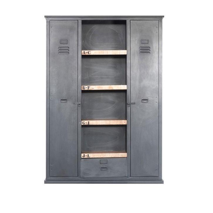 Lynn Lockerkast - Zwart Mangohout - Giga Meubel, Huis en Inrichting, Kasten | Buffetkasten, Zo goed als nieuw, 150 tot 200 cm