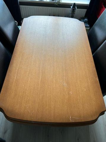 Houten uitschuifbare eettafel / salon tafel met 4 stoelen