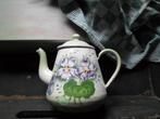 EMAILLE THEEPOTJE MET PRACHTIGE LILA BLOEMEN., Antiek en Kunst, Antiek | Emaille, Ophalen of Verzenden