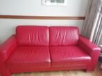 Rode leren bank, Ophalen, Gebruikt, 150 tot 200 cm, Driepersoons