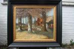 Boerenhoeve in boslandschap; fraai olieverf Lambrecht, Ophalen