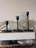 Zwarte metalen kaarsen standaard’s. 3 stuks kandelaar, Zwart, Ophalen of Verzenden, Zo goed als nieuw, Metaal