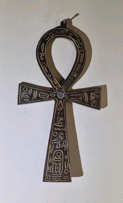 Koperen Ankh met Hiërogliefen - 18cm, Antiek en Kunst, Antiek | Koper en Brons, Ophalen of Verzenden
