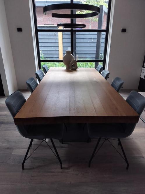 8 eetkamerstoelen, kleur blauw, Huis en Inrichting, Stoelen, Gebruikt, Ophalen