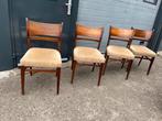 4 Vintage retro Scandinavië stoel teak jaren 50-60 €335, Hout, Gebruikt, Bruin, Ophalen of Verzenden