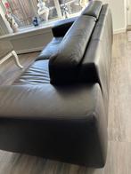 Lederen Bankstel + Fauteuil - Donkerbruin, Huis en Inrichting, Banken | Bankstellen, Ophalen, Gebruikt, Driepersoons, Rechte bank