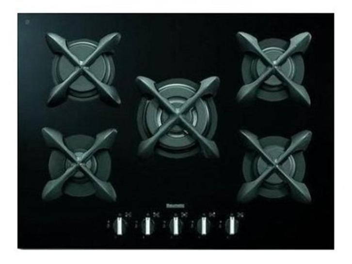 Inbouw design 5-pits gaskookplaat - gas op glas, Witgoed en Apparatuur, Kookplaten, Zo goed als nieuw, Inbouw, Gas, 5 kookzones of meer