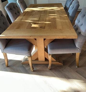 Massief Teakhouten kloostertafel + 6 stoelen beschikbaar voor biedingen