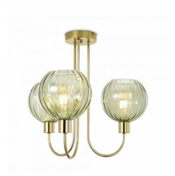 Groene Glazen Plafondlamp Antiek Messing beschikbaar voor biedingen