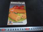 sticker mora snacks SMULROL nu ook 75 gram *, Verzamelen, Ophalen, Zo goed als nieuw