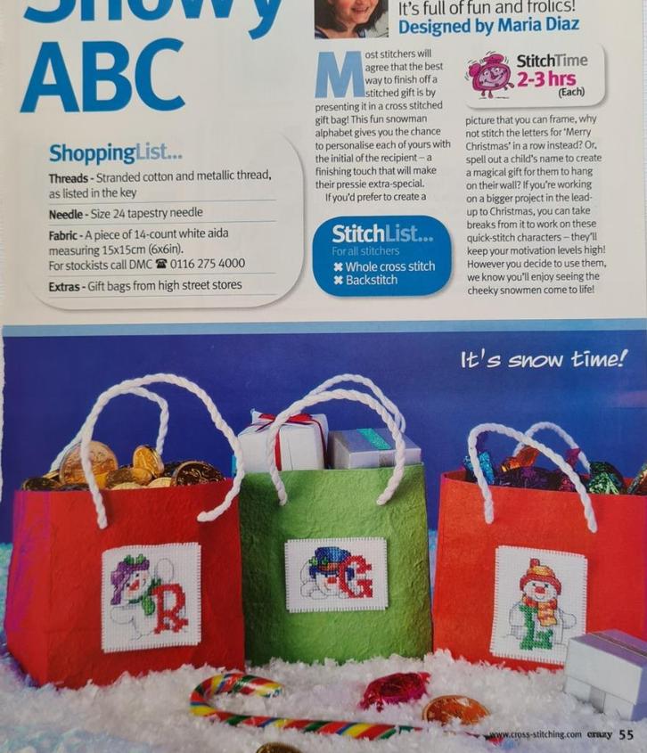 Sneeuwpoppen alfabet borduurpatroon, Hobby en Vrije tijd, Borduren en Borduurmachines, Nieuw, Patroon, Handborduren, Ophalen