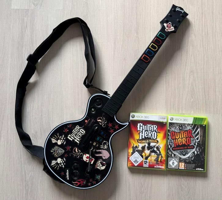 Xbox 360 Guitar Hero | Gitaar, World Tour, Warriors of Rock, Spelcomputers en Games, Games | Xbox 360, Gebruikt, Muziek, Ophalen of Verzenden