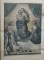 Raphael's Sistine Madonna Antieke Litho, Ophalen of Verzenden