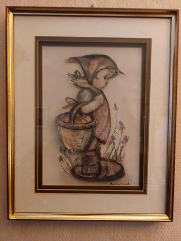 Originele 3-Dimensionale tekening van een Hummeltje in lijst beschikbaar voor biedingen