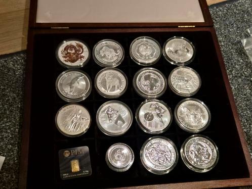 Luxe houten cassette voor munten. Zilver, Goud, Numismatiek., Postzegels en Munten, Munten en Bankbiljetten | Toebehoren, Verzamelmap