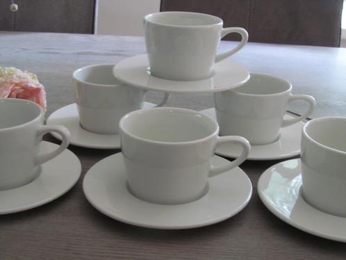 6 Figgjo Norway Kop en Schotels Wit, Huis en Inrichting, Keuken | Servies, Zo goed als nieuw, Kop(pen) en/of Schotel(s), Effen