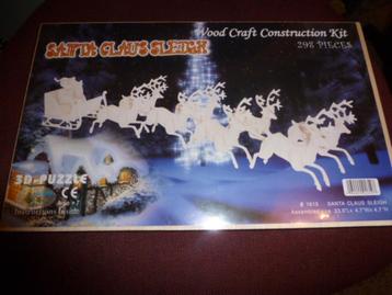 NIEUW 3D houten puzzel 298 stukjes KERST RENDIEREN SLEE beschikbaar voor biedingen