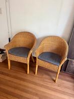 2 Rieten Stoelen met Armleuning, Gebruikt, Twee, Bruin, Riet of Rotan