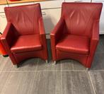 Rode lederen Leolux fauteuils, Huis en Inrichting, Fauteuils, Ophalen, Gebruikt, 75 tot 100 cm, Leer
