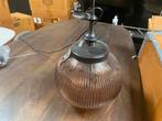 Retro vintage 43cm nieuwe hanglamp bruin geribbeld glas, Ophalen, Nieuw, Glas, Minder dan 50 cm