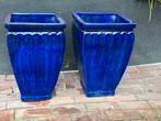 Blauwe bloempotten te koop., Tuin en Terras, Bloempotten, Vierkant, Zo goed als nieuw, Balkon, Aardewerk