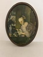 Vintage Koektrommel met Schilderij 24x17x7cm, Verzamelen, Blikken, Ophalen of Verzenden, Gebruikt