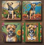 Border Terriër Frida Kahlo onderzetters met houder, Ophalen of Verzenden, Nieuw, Glas of Kopje
